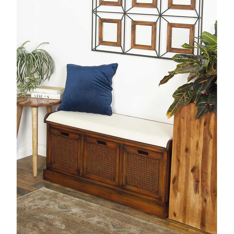 Harrisburg Rustic 3Drawer Upholstered Storage Bench & Reviews Birch Lane